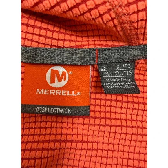 Merrell Select Wick Full Zip Hoodie Womens XL Coral Red Waffle Fleece Jacket - Picture 5 of 10